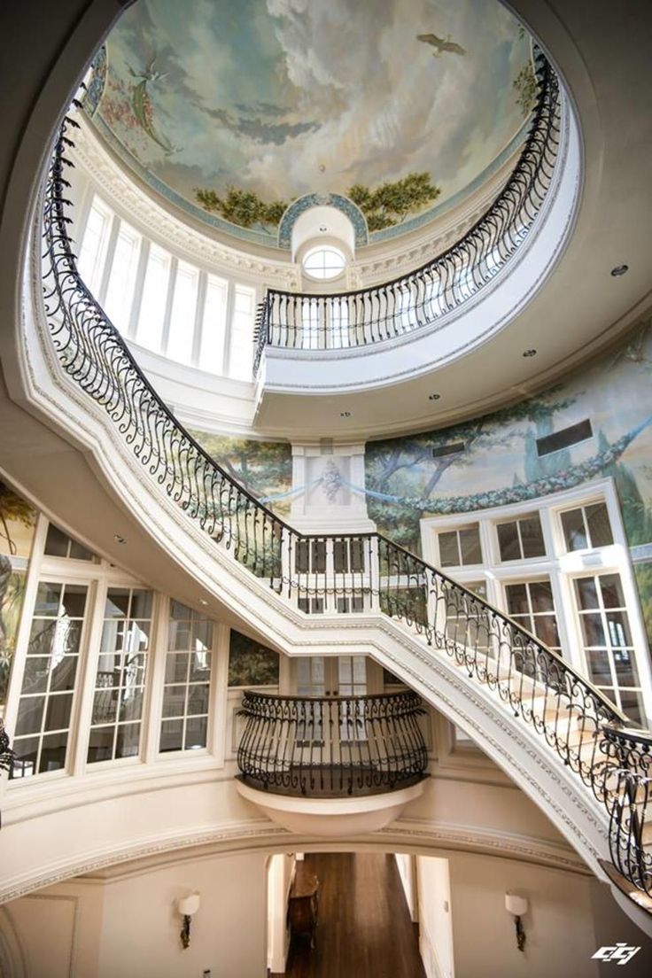 The Olana interior with the grand staircase and painted dome